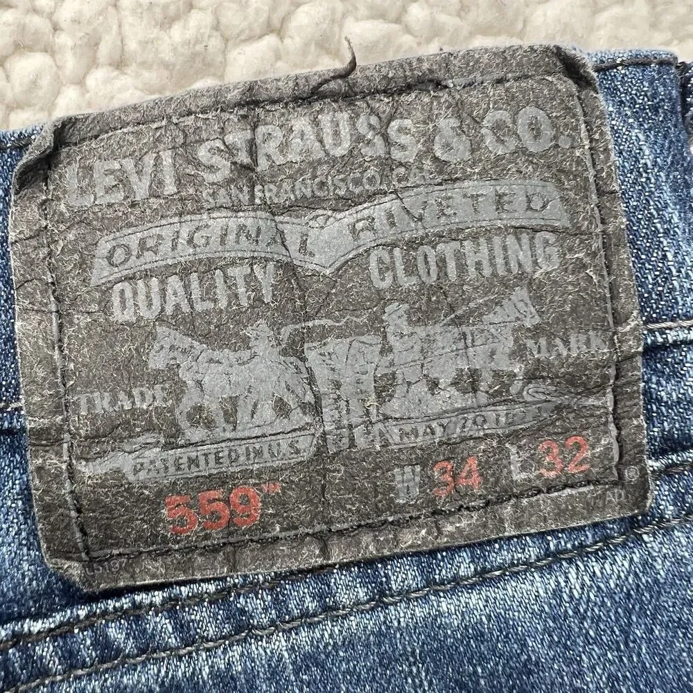 Levi’s 559 Jeans Men’s 34x32 (Actual 36x30) Blue Relaxed Straight Classic Grunge